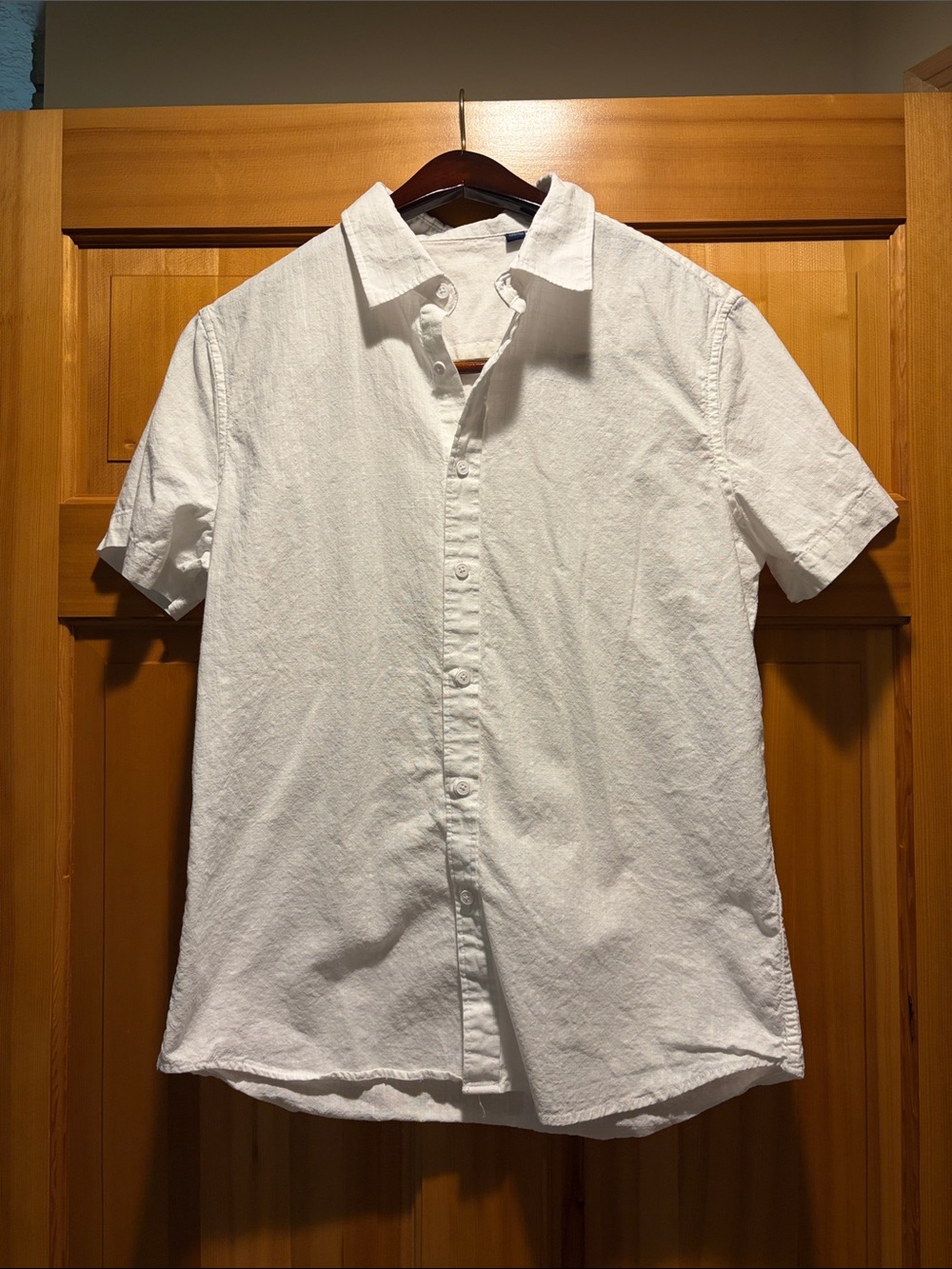 Classic COLLECTION White Short-Sleeve Textured Button-Down Shirt